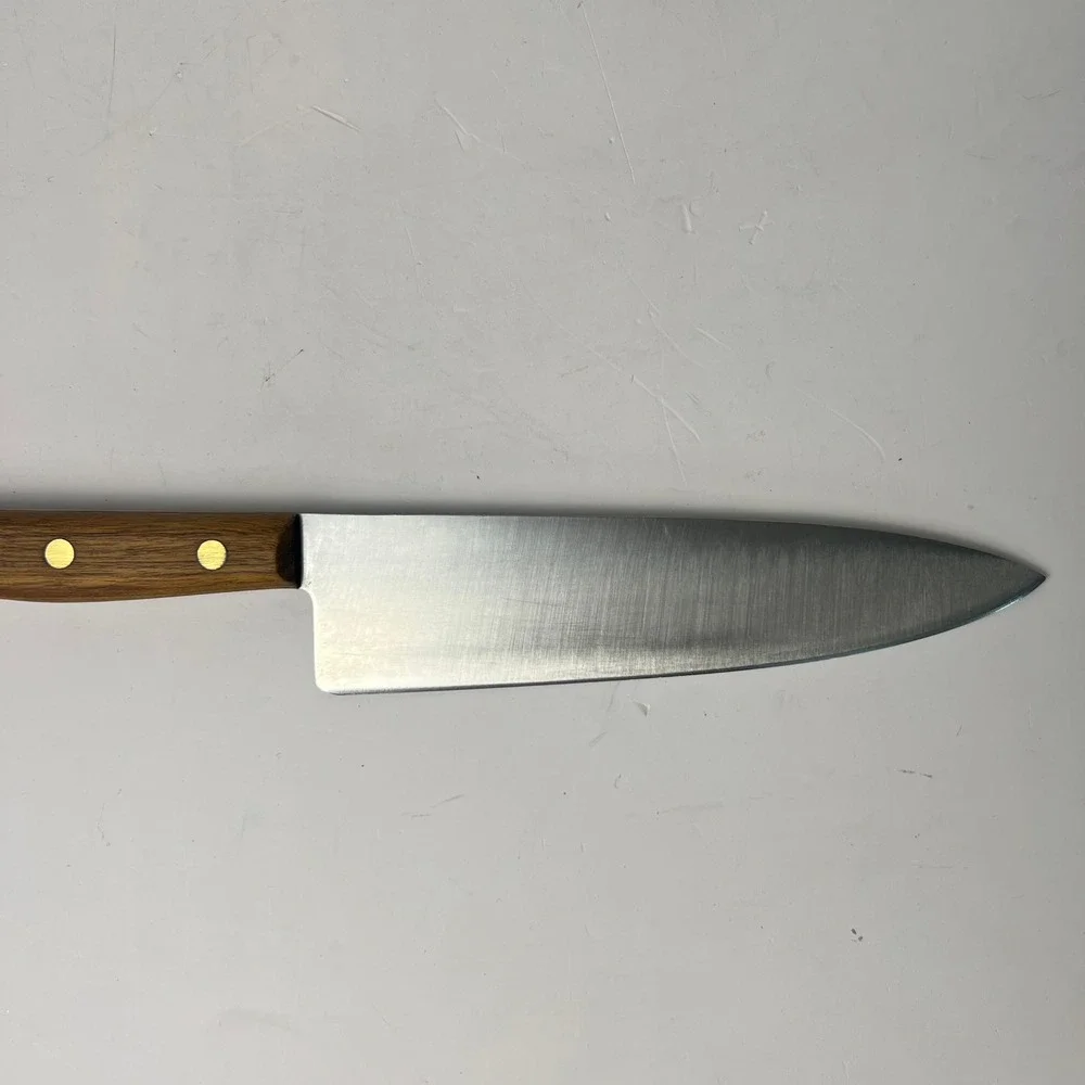 Chicago Cutlery 42S Chef Knife 8 Inch Brown‎ Walnut Wood Handle Vintage